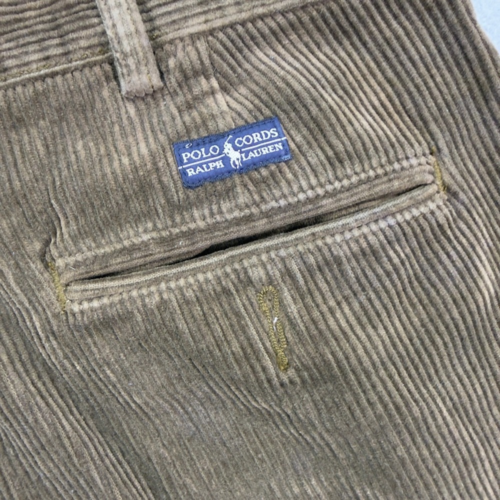 Polo Ralph Lauren Andrew Pant 34x27 Brown Corduroy Pleated Mens Trousers - Picture 6 of 9